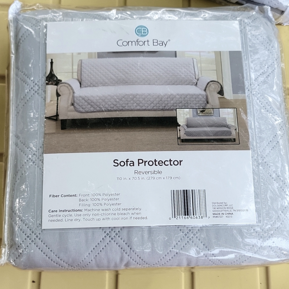 Comfort bay reversible sofa protector gray